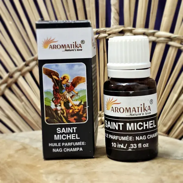 Huile parfumée Aromatika Saint Michel pour protection, force et éloignement des énergies négatives.