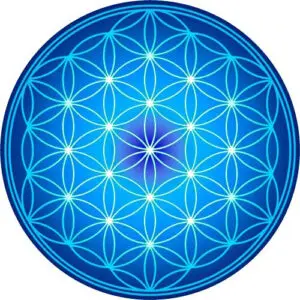 Tapis de souris rond Fleur de vie bleue
