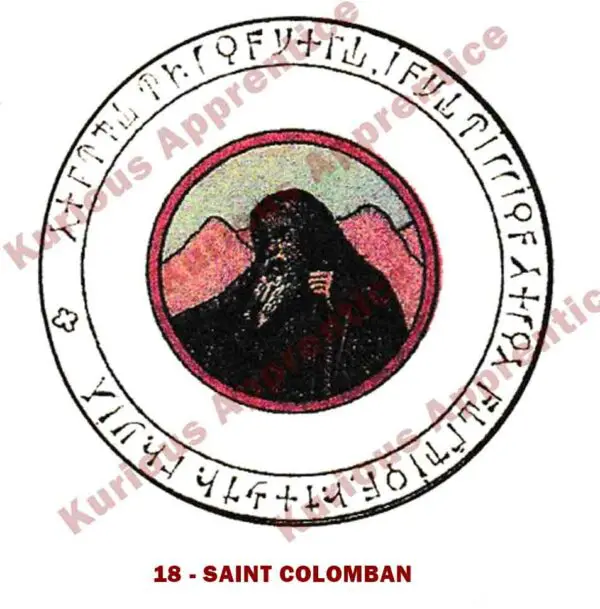 Pentacle Saint Colobam de l'Abbé Julio en papier de 8 x 8 cm, conçu pour offrir une protection contre les influences négatives et attirer les bienfaits divins. Ce talisman aide à guérir les maladies, à instaurer l'harmonie familiale, à combattre la nervosité, la dépression morale et les chagrins. Utilisez ce pentacle pour bénéficier de ses vertus protectrices et spirituelles au quotidien.