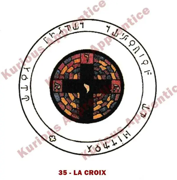 Pentacle La Croix de l'Abbé Julio en papier de 8 x 8 cm, conçu pour apporter force et endurance. Ce talisman aide à supporter ce qui est inévitable, offrant un soutien spirituel et émotionnel. Utilisez ce pentacle pour bénéficier de ses vertus protectrices et fortifiantes au quotidien.