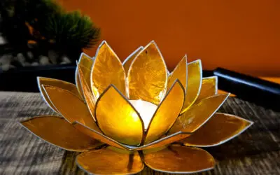 Bougeoir Lotus – Jaune Argent
