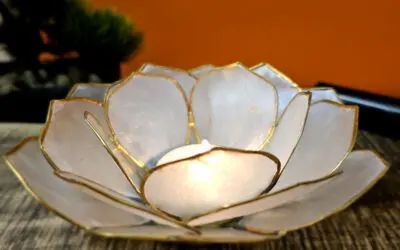 Bougeoir Lotus – Naturel Or