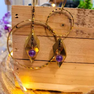 Boucles d'oreilles Géométrique en Améthyste