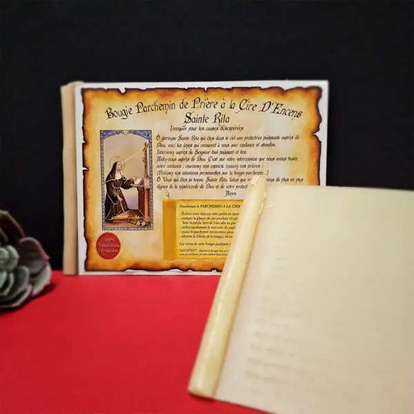 Bougie de Cire et Parchemin Sainte Rita