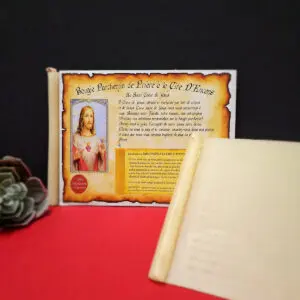 Bougie de Cire et Parchemin au sacré cœur Jésus
