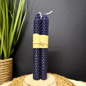 BOUGIES à VŒUX cire d'abeille - Bleue