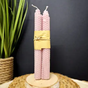 BOUGIES à VOEUX cire d'abeille - Rose
