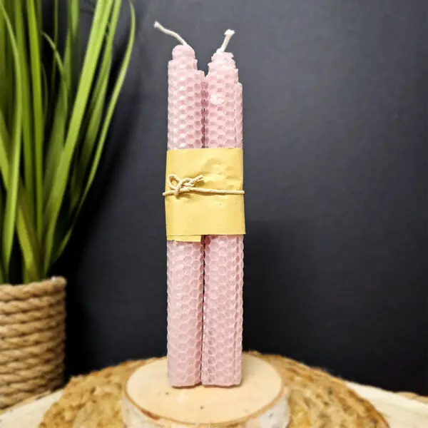 BOUGIES à VOEUX cire d'abeille - Rose