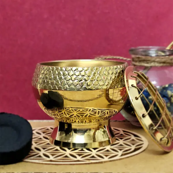 Brûle-encens Laiton Doré – Image 2