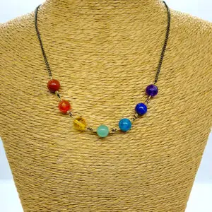 Collier 7 Chakras - Pierre naturelle - Laiton