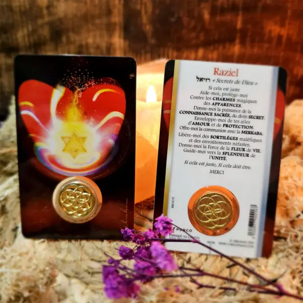Médaille sur carte Archange Raziel