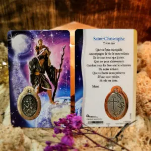 Médaille sur carte Saint-Christophe