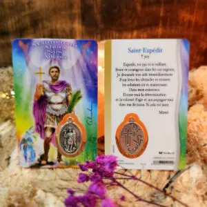Médaille sur carte Saint-Expédit