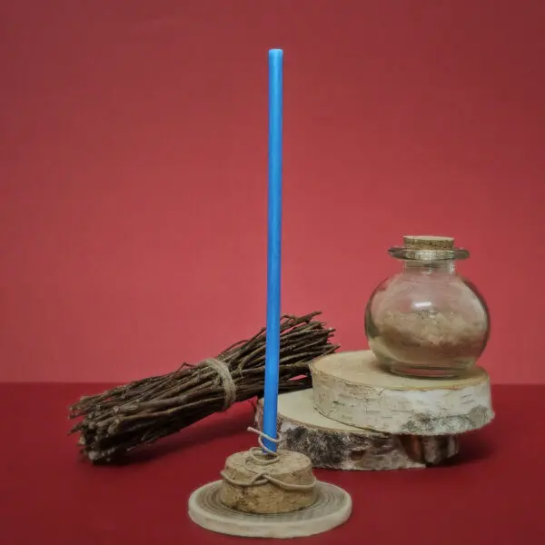 Mini Bougie De Rituel Cire D'Abeille - Bleu Roi