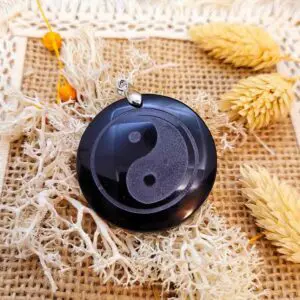 Pendentif Yin Yang Obsidienne Noire