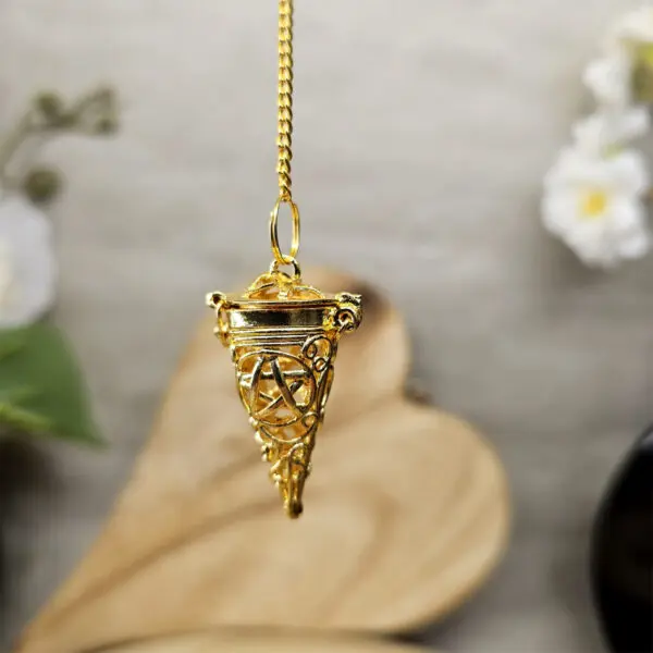 Pendule Cage Pentacle Doré