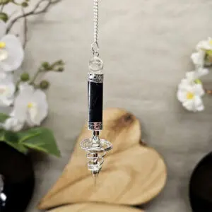 Pendule Tourmaline Noire Et Spirale Argentée