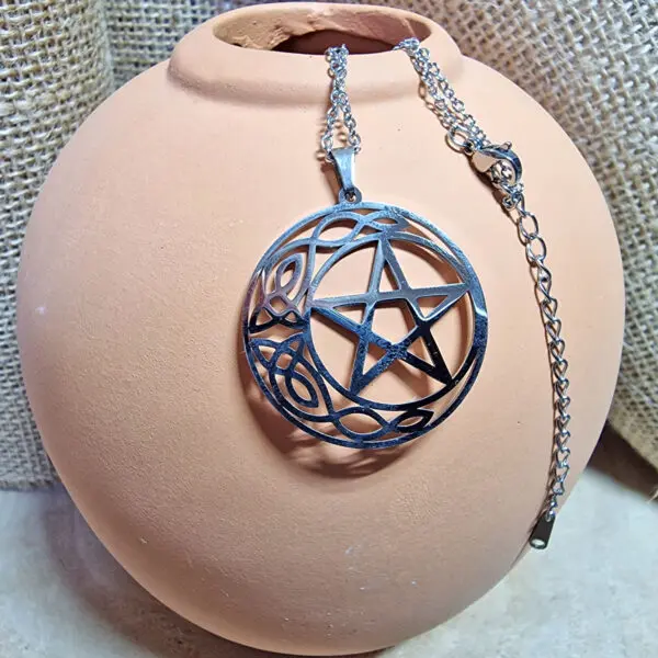 Pendentif Croissant de Lune et Pentacle