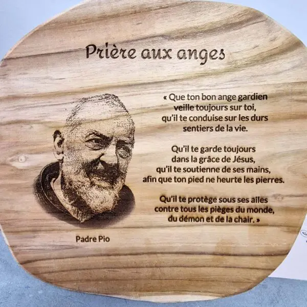Plateau Padre Pio avec Prière en Teck