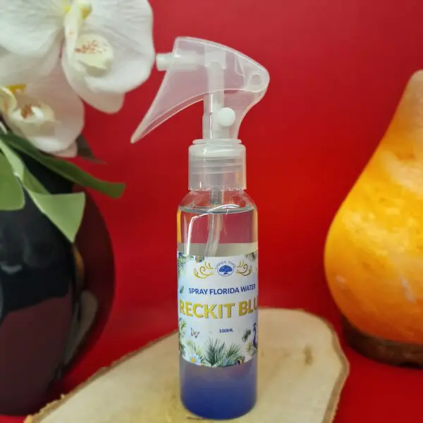 Spray d’Eau de Floride Reckitt Bleu 100 ml, parfum floral et épicé, pour la purification énergétique et les rituels spirituels.