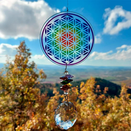 Attrape-soleil en cristal Mandala en verre