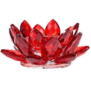 Bougeoir Lotus cristal rouge