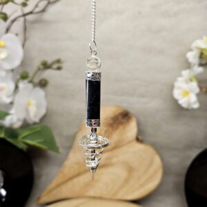 Pendule Tourmaline Noire Et Spirale Argentée