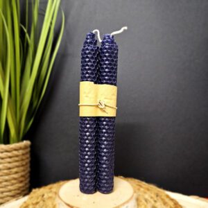 BOUGIES à VŒUX cire d'abeille - Bleue
