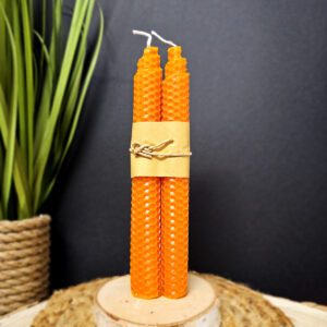 BOUGIES à VOEUX cire d'abeille - Orange