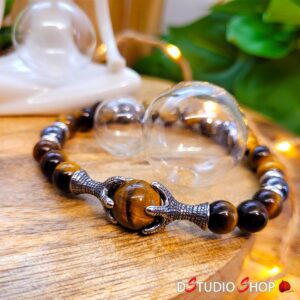 Bracelet Griffes Oeil de Tigre de Birmanie - L