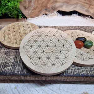 Mini Plateau Rond Bambou fleur de vie