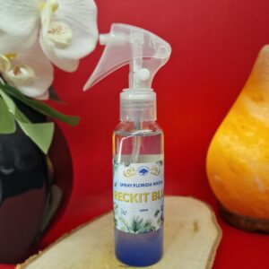Spray d’Eau de Floride Reckitt Bleu 100 ml, parfum floral et épicé, pour la purification énergétique et les rituels spirituels.