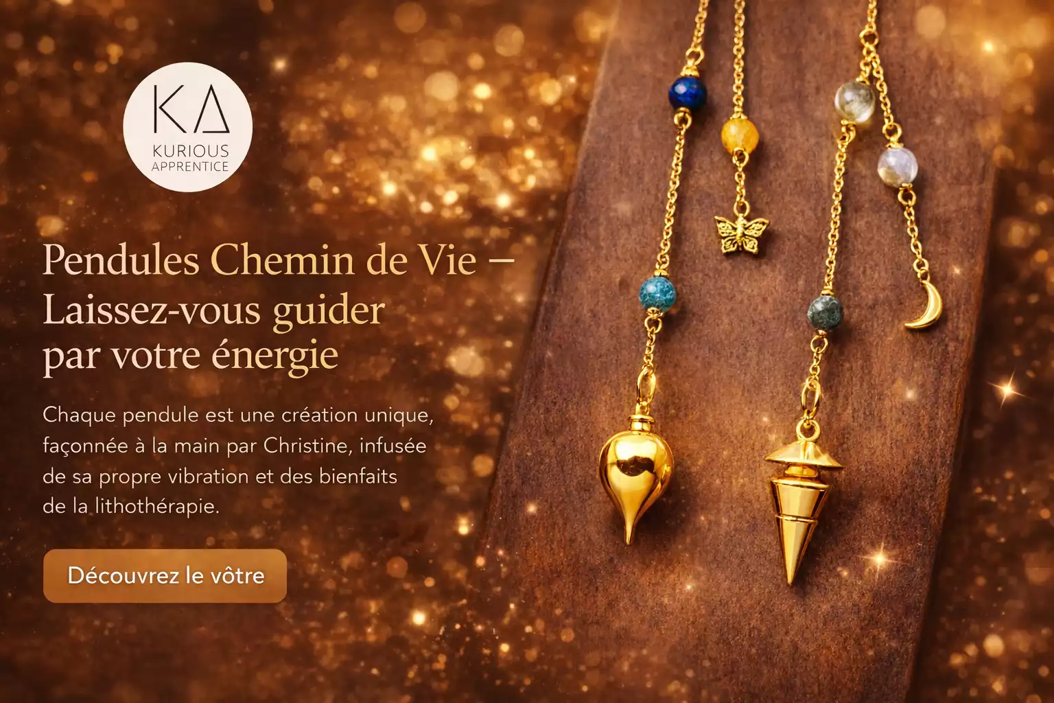 pendule chemin de vie artisanal en pierre naturelle lithothérapie Kurious Apprentice