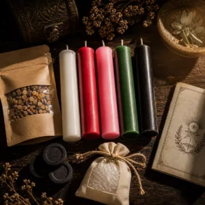 Kit Magie Blanche Débutant Kurious Apprentice - 5 bougies, Encens Trinité, sel et livret