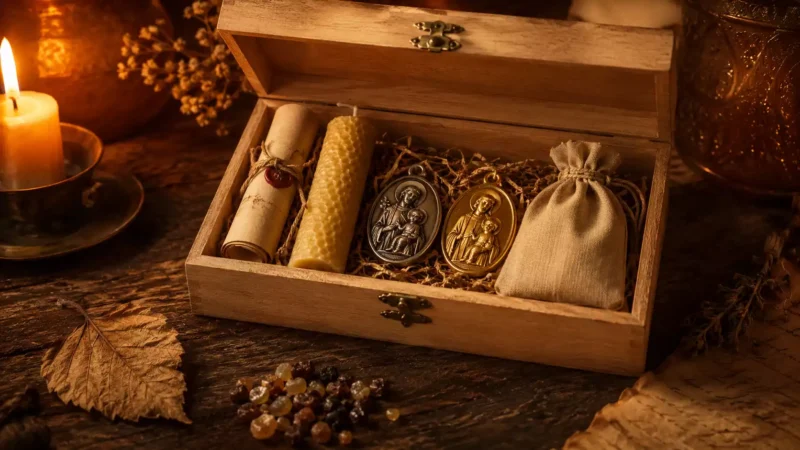 Coffret Saint Joseph Kurious Apprentice pour rituel Fête des Pères — bougie, parchemin, médaille